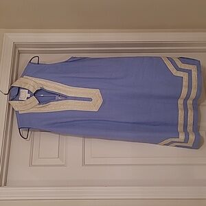 NWT - Sail to Sable Blue Linen Sparkle Dress L